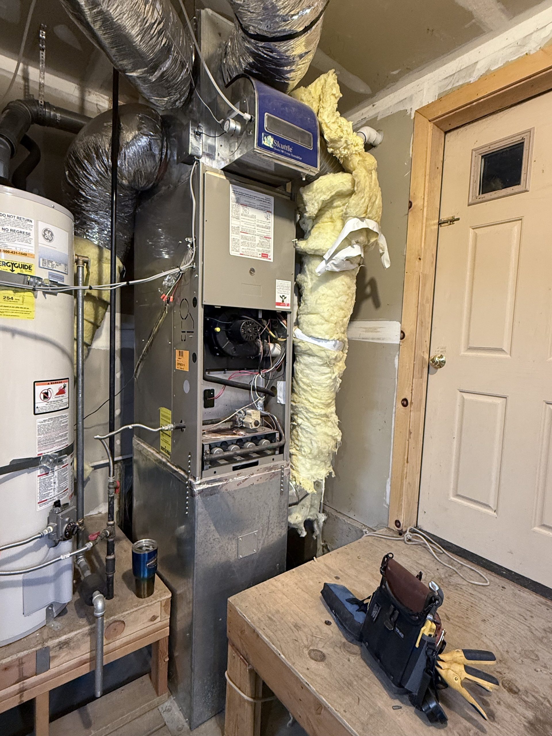 Older furnace before replacement at an Old Greenwood home in Truckee