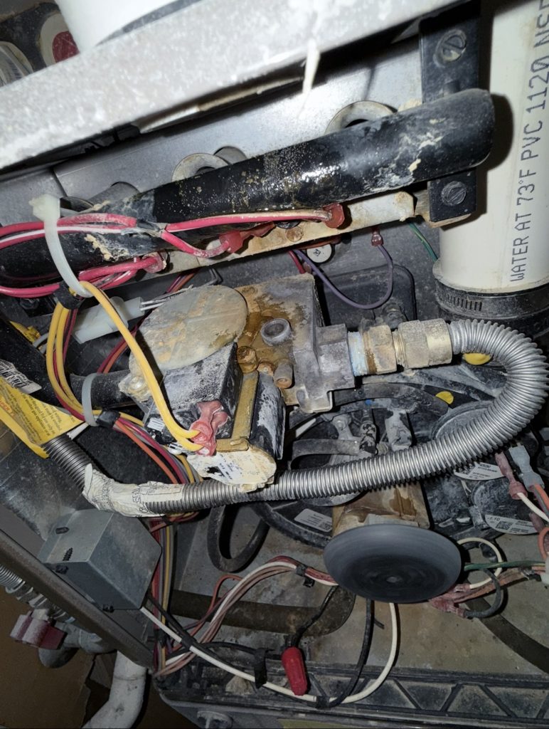 Gas valve and surrounding components inside the furnace serviced in Truckee, CA